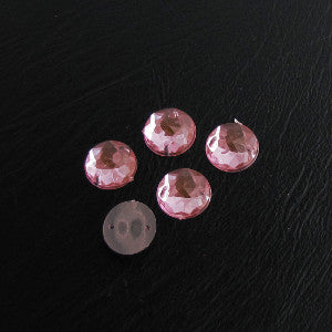 Ommeltava strassi, pyöreä, 16x4,5mm, pinkki