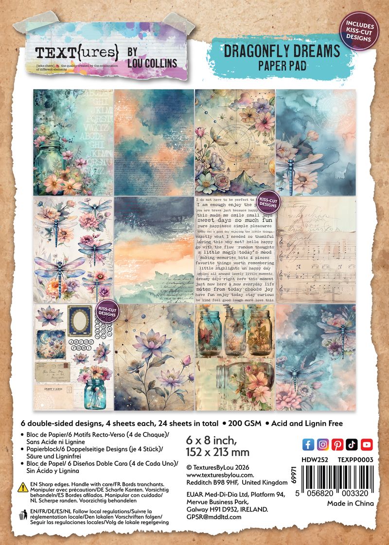 TEXT(ures) Dragonfly Dreams 6x8 paperikko