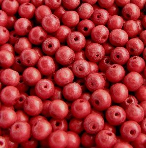 Wooden beads, red 8mm, 100 pcs