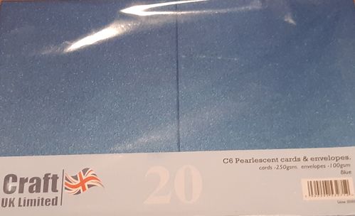 C6 Card + envelope pearl blue 20pcs