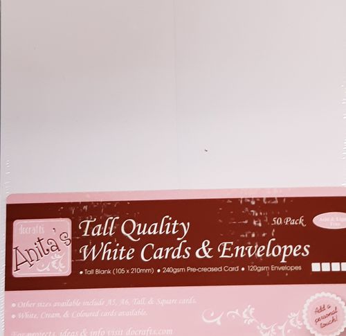 Card + envelope white, tall, 50pcs