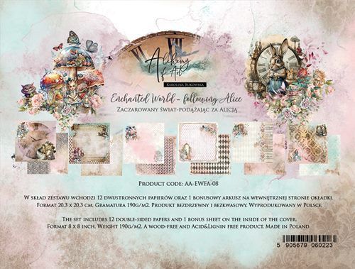 8" skräppipaperipakkaus Enchanted World -Following Alice
