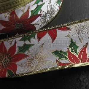 Metallilankareunainen joulutähtinauha 62mm
