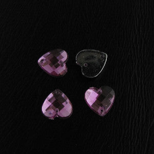 Ommeltava strassi sydän, 12x3mm, violetti