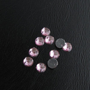 Ommeltava strassi, pyöreä, 12x3mm, pinkki