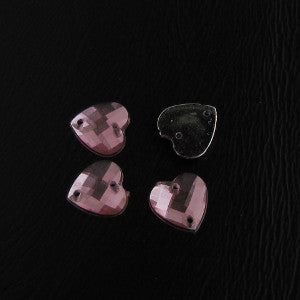 Ommeltava strassi sydän, 12x3mm, pinkki