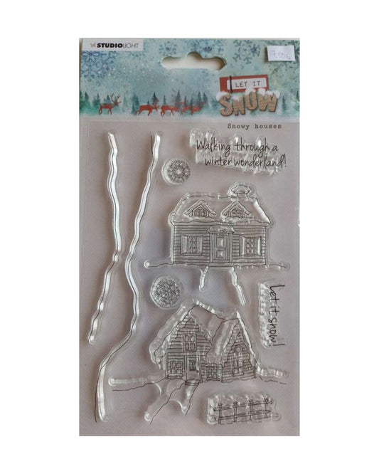 Akryylileimasinsetti Snowy houses