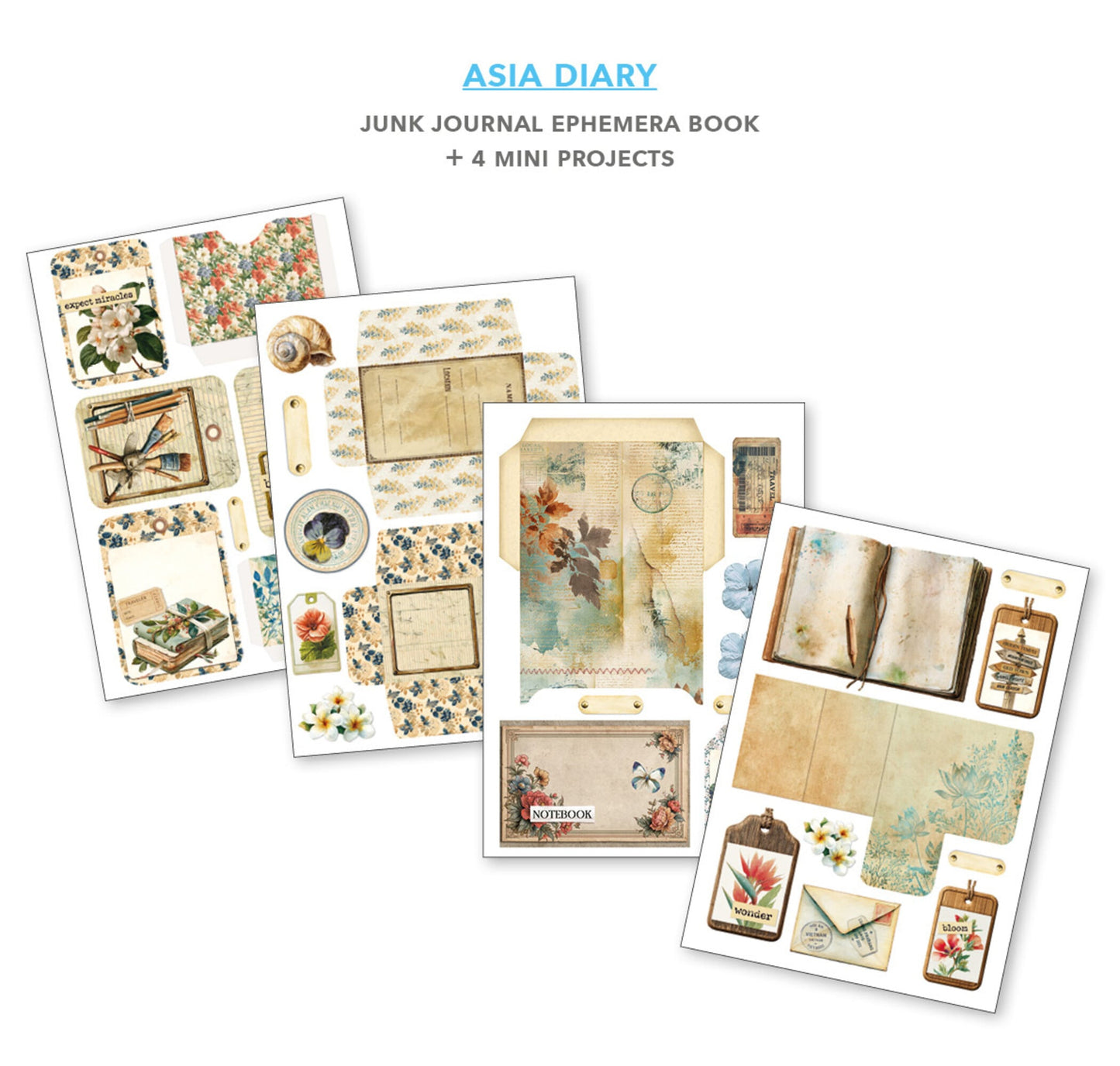 Junk journal -vihko Asia Diary