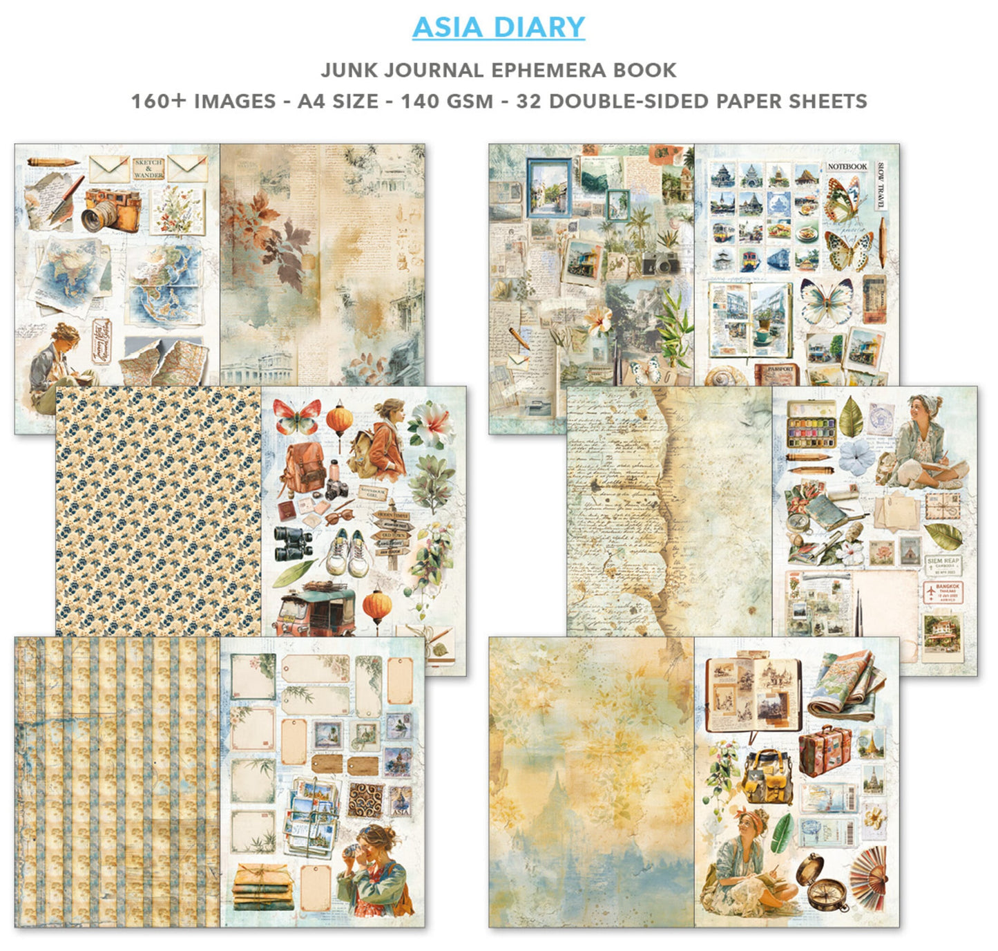 Junk journal -vihko Asia Diary