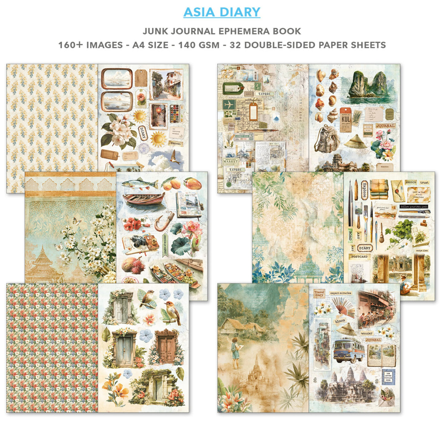 Junk journal -vihko Asia Diary