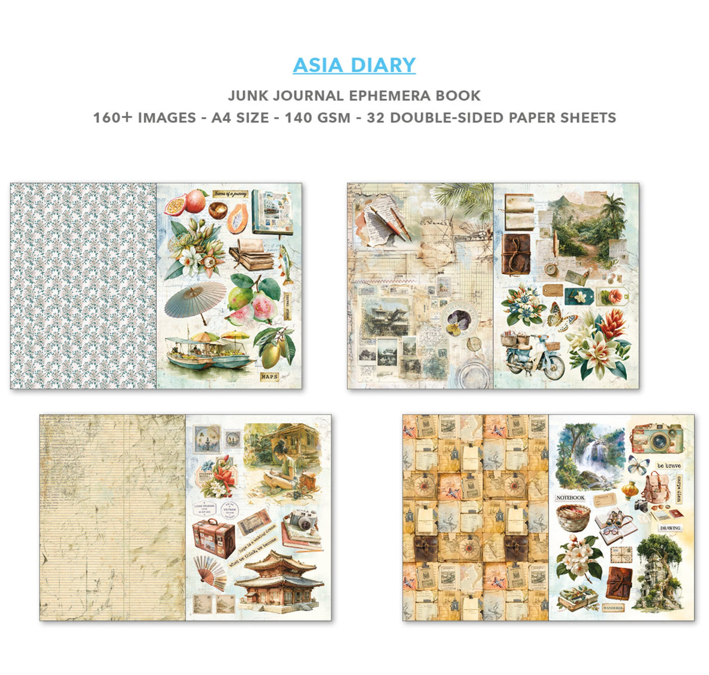 Junk journal -vihko Asia Diary