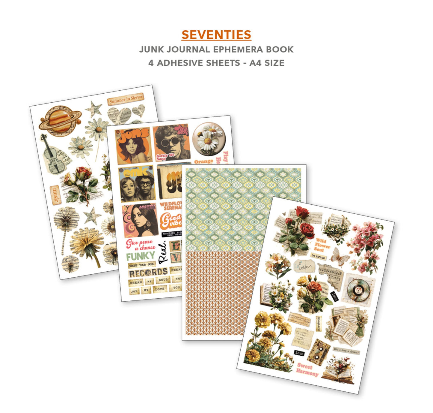 Junk journal -vihko Seventies