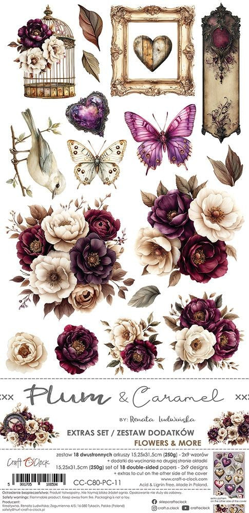 Extras to cut set, Flowers, Plum and Caramel