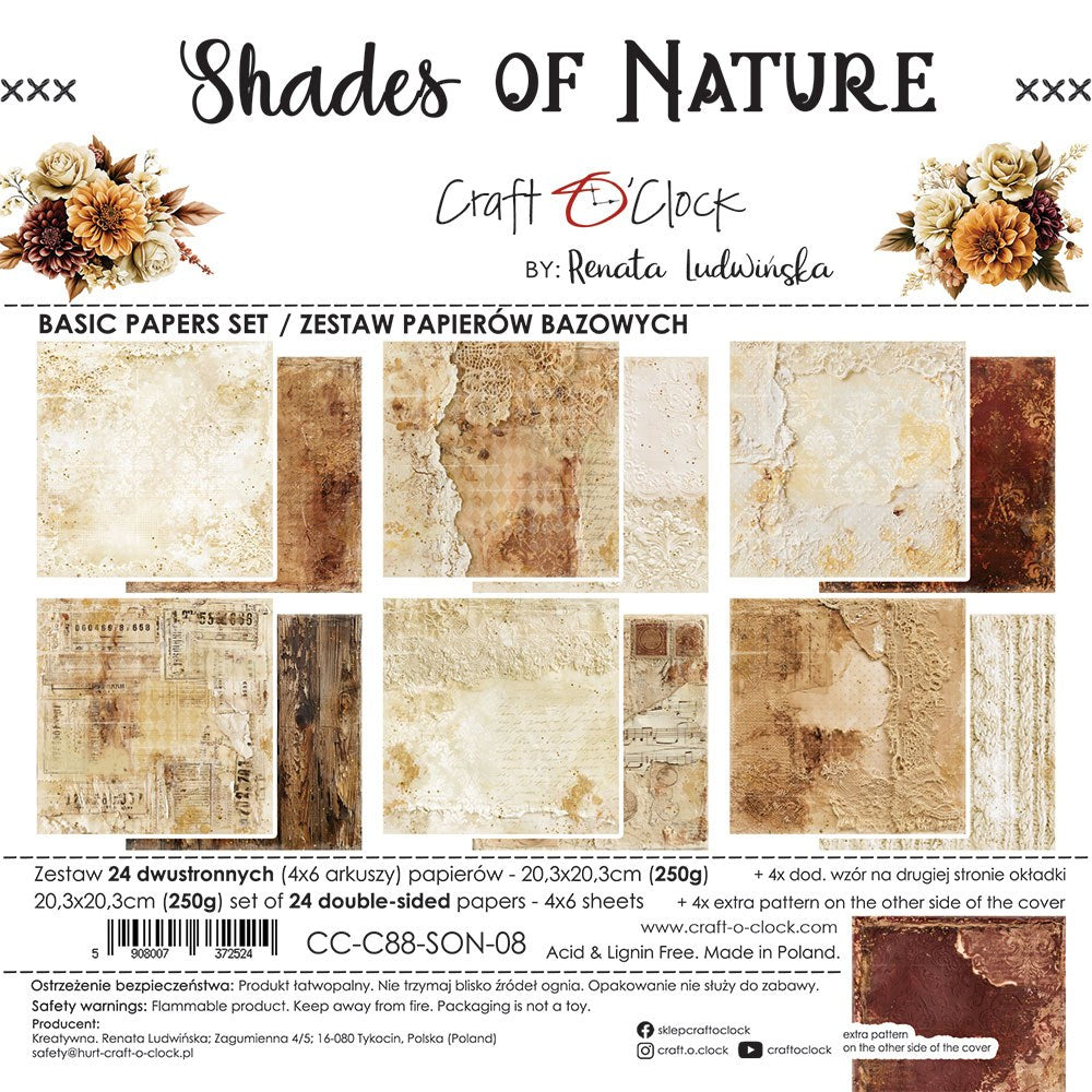 Shades of Nature 8" tausta skräppipaperipakkaus