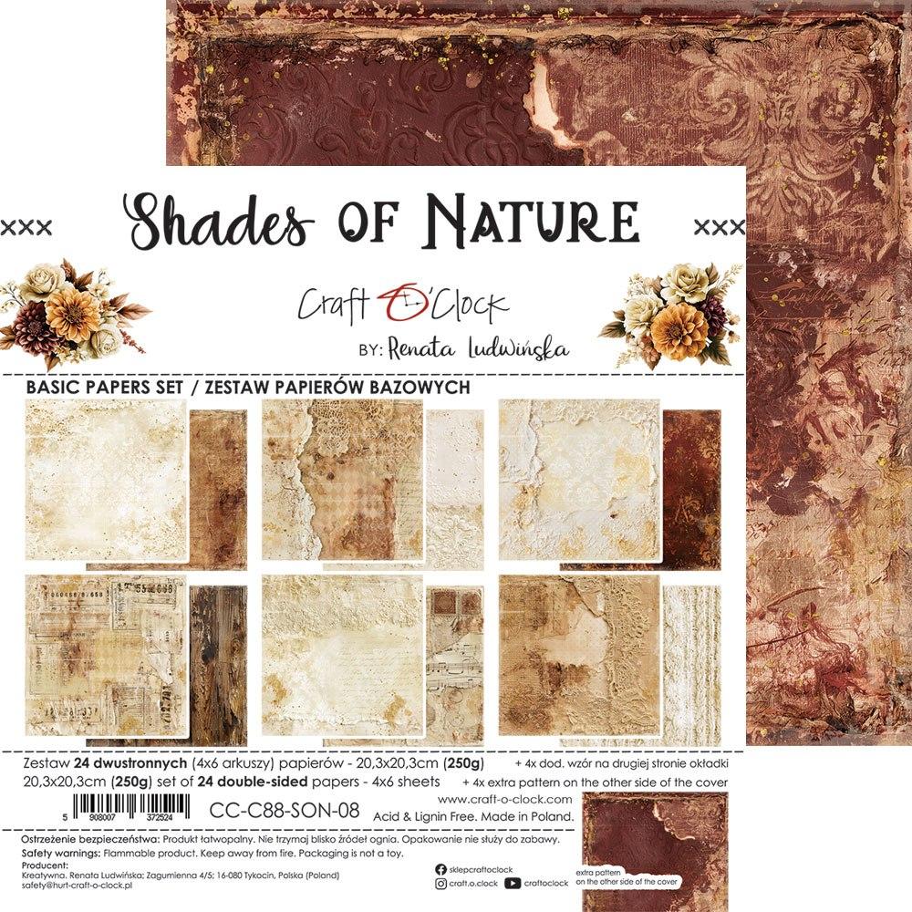 Shades of Nature 8" mix skräppipaperipakkaus