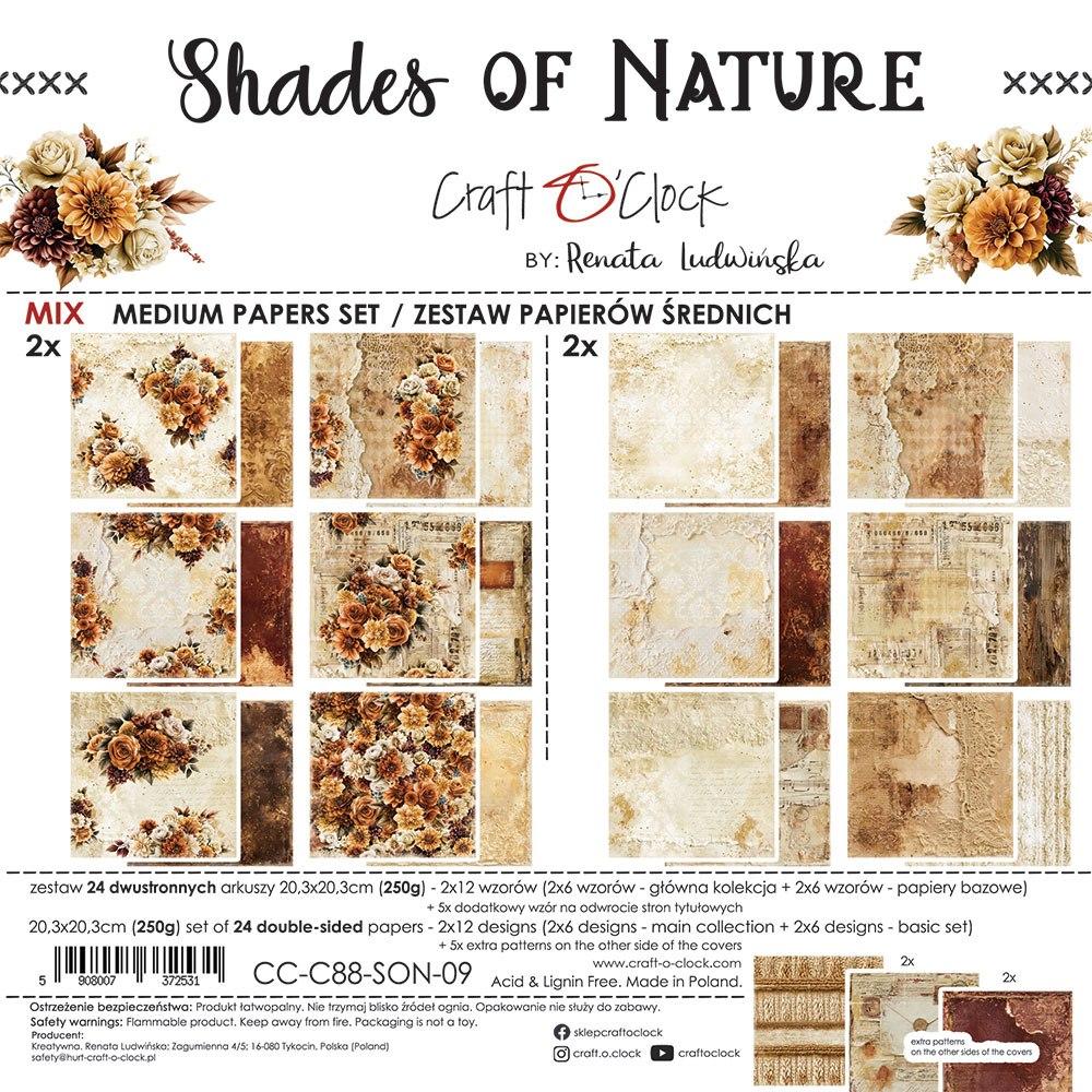 Shades of Nature 8" mix skräppipaperipakkaus