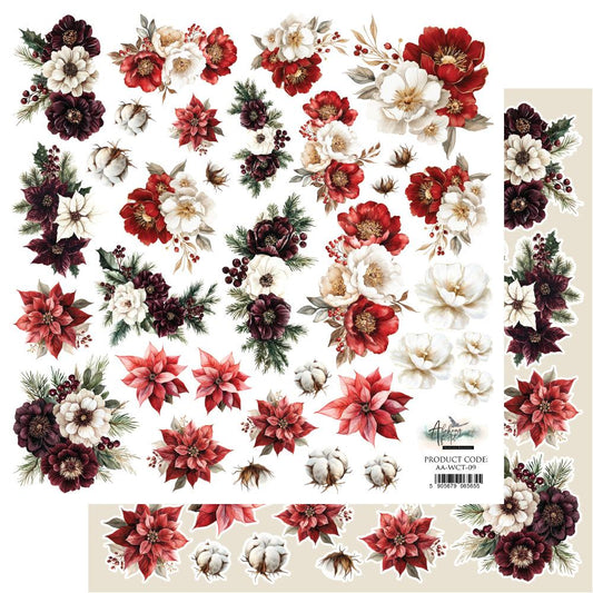 Leikattavat kuvat Wonderful Christmas -Flowers 30,5x30,5cm